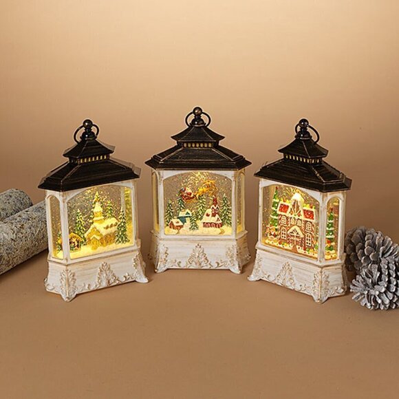 Two tone snow globe- choose between Yellow Church, Flying Santa or Gingerbread - Picture 1 of 1